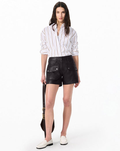 Aria Leather Shorts - Brown