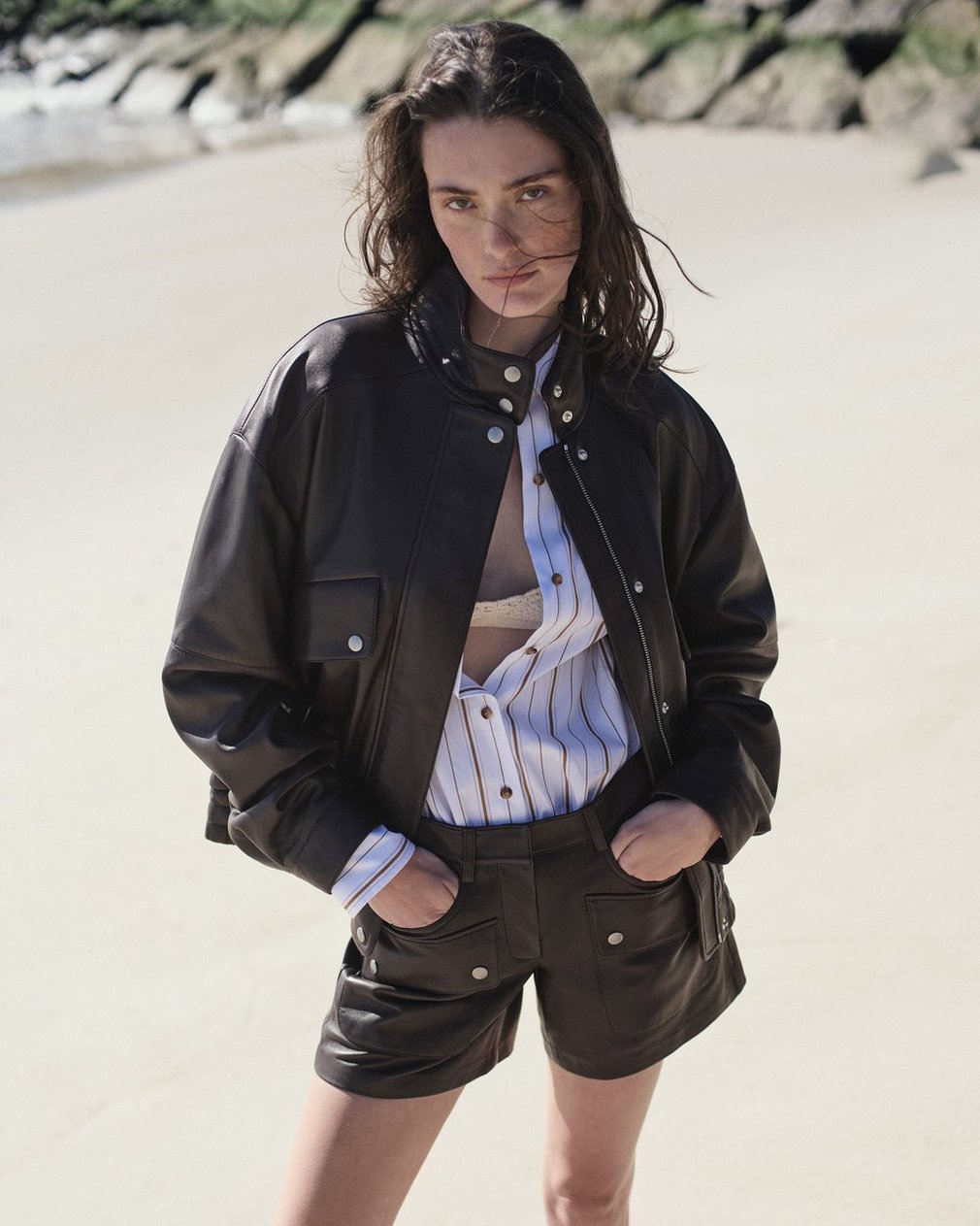 Aria Leather Shorts - Brown