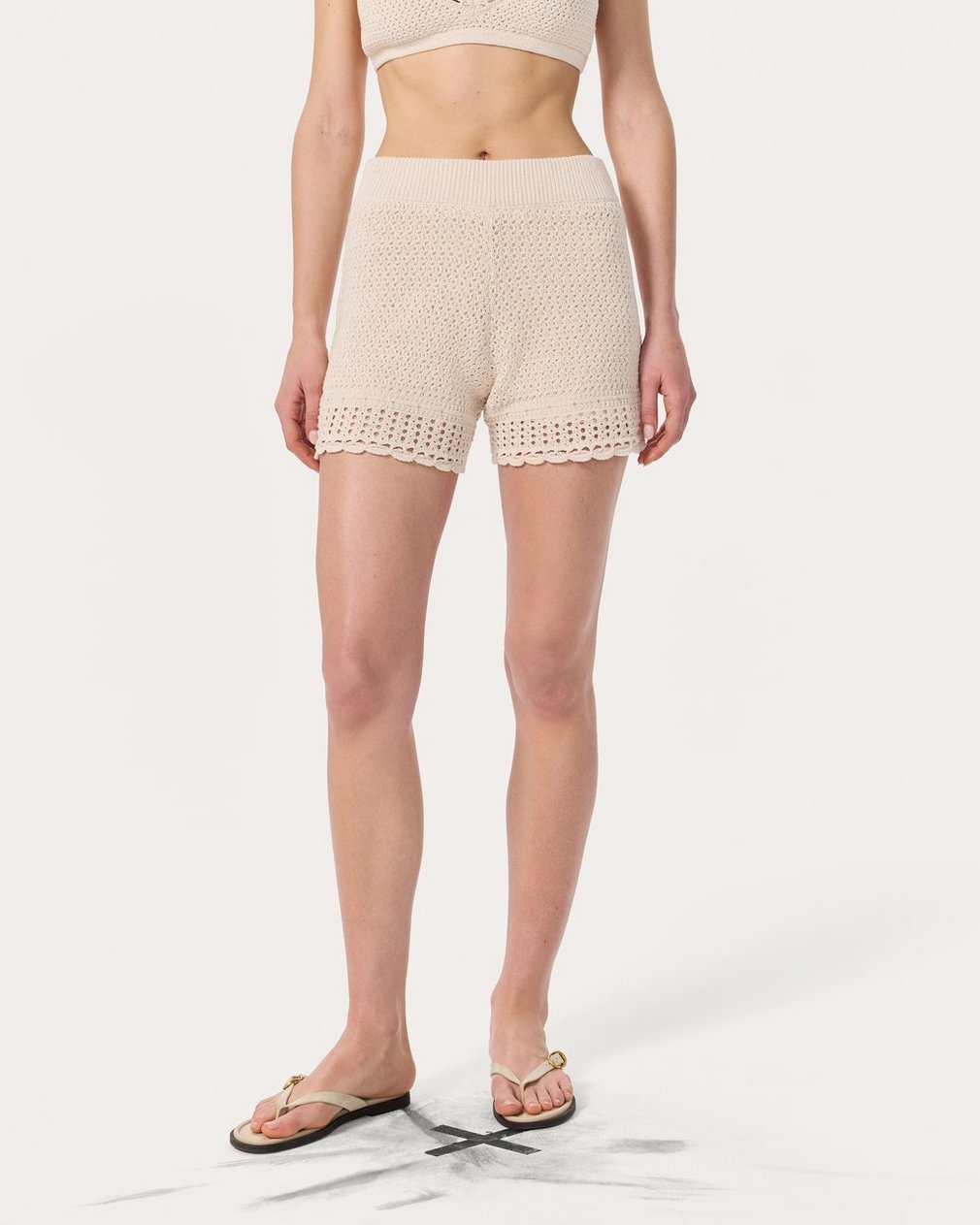 Khloe Open-Knit Shorts - Ivory