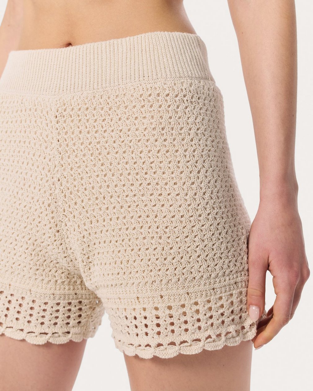 Khloe Open-Knit Shorts - Ivory