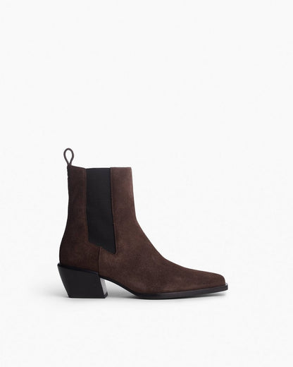 Joni Italian Suede Chelsea Boots - Dark Espresso Suede