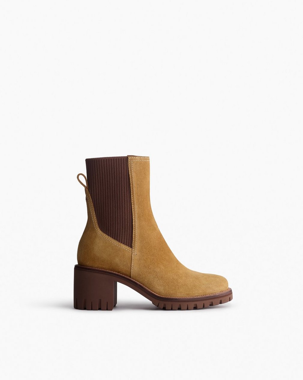 Corey Heeled Suede Chelsea Boots - Caramel Suede