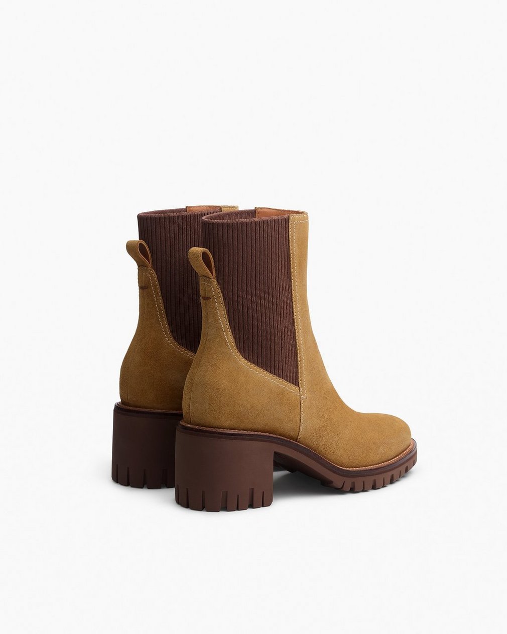 Corey Heeled Suede Chelsea Boots - Caramel Suede