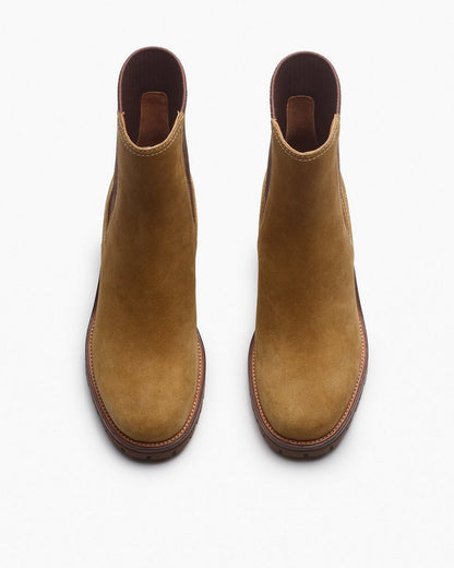 Corey Heeled Suede Chelsea Boots - Caramel Suede