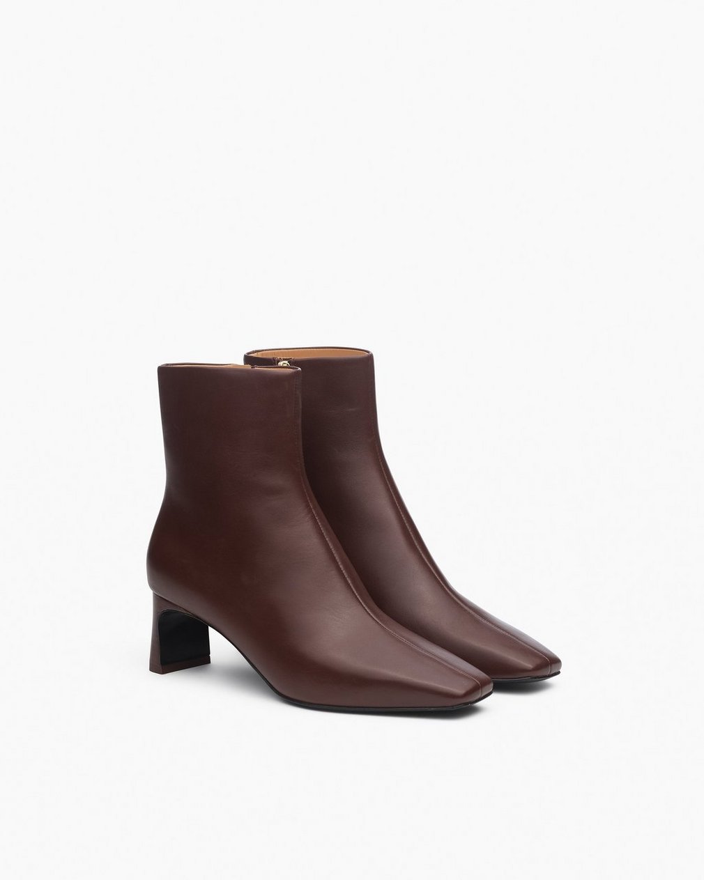 Avery Zip Leather Ankle Boots - Mocha