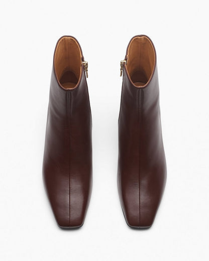 Avery Zip Leather Ankle Boots - Mocha
