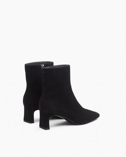 Avery Zip Suede Ankle Boots - Black Suede