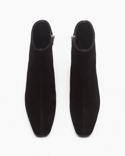 Avery Zip Suede Ankle Boots - Black Suede