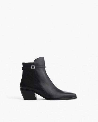 Joni Leather Buckle Boots - Black
