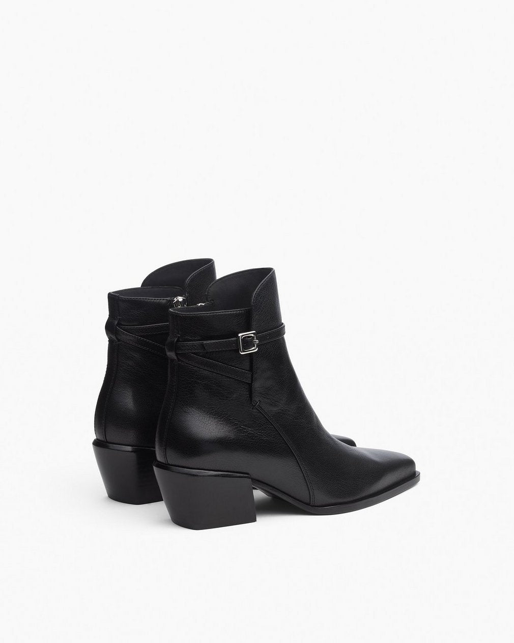 Joni Leather Buckle Boots - Black