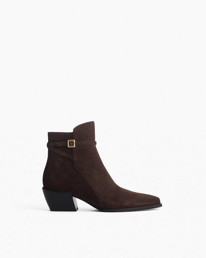 Joni Suede Buckle Boots - Dark Espresso Suede