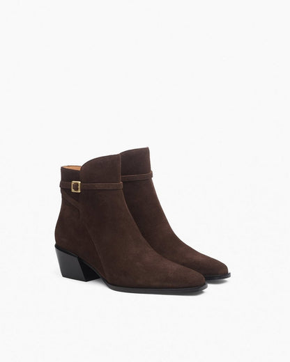 Joni Suede Buckle Boots - Dark Espresso Suede