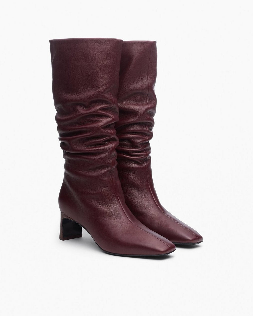 Astor Leather Slouch Boots - Bordeaux