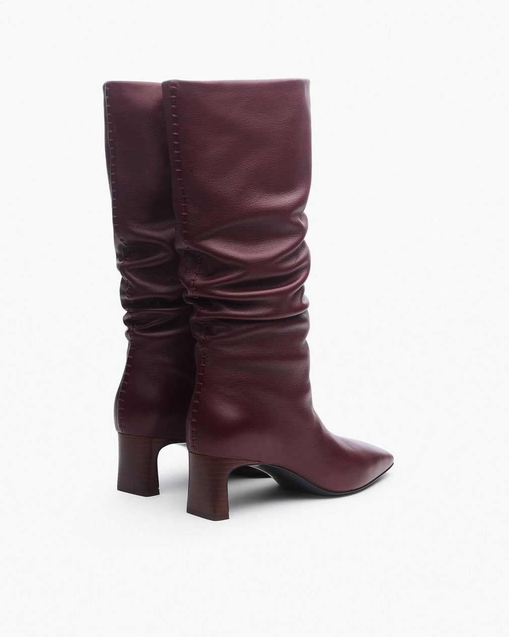 Astor Leather Slouch Boots - Bordeaux