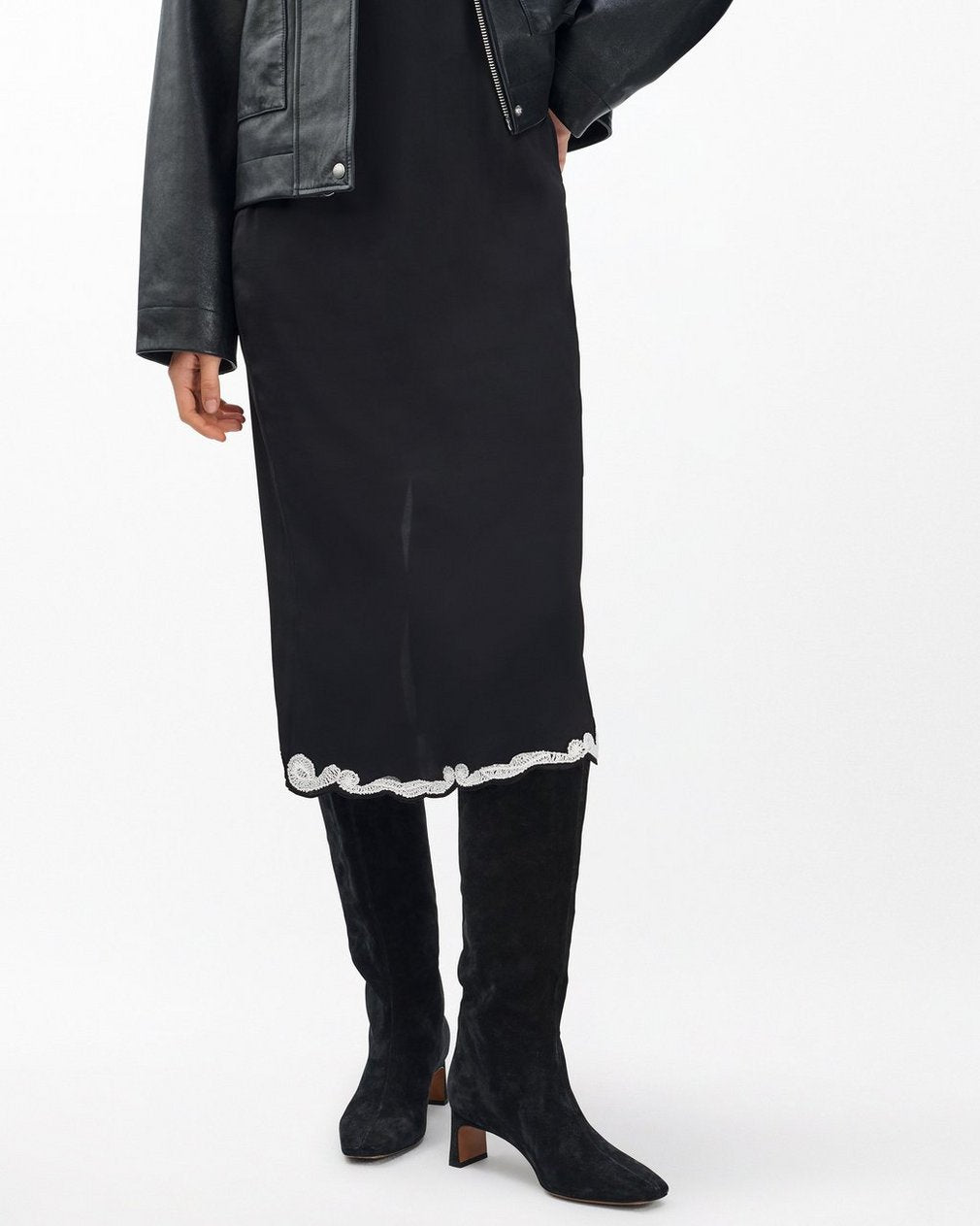 Astor Suede Slouch Boots - Black Suede
