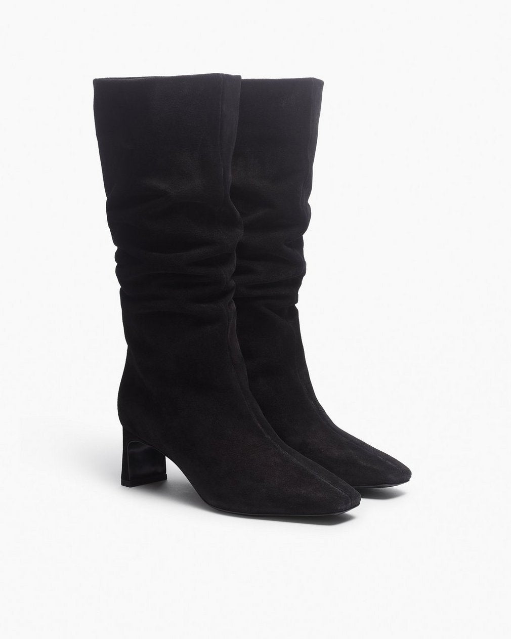 Astor Suede Slouch Boots - Black Suede