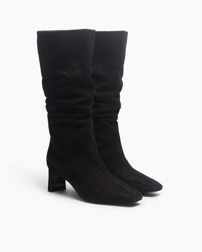 Astor Suede Slouch Boots - Black Suede