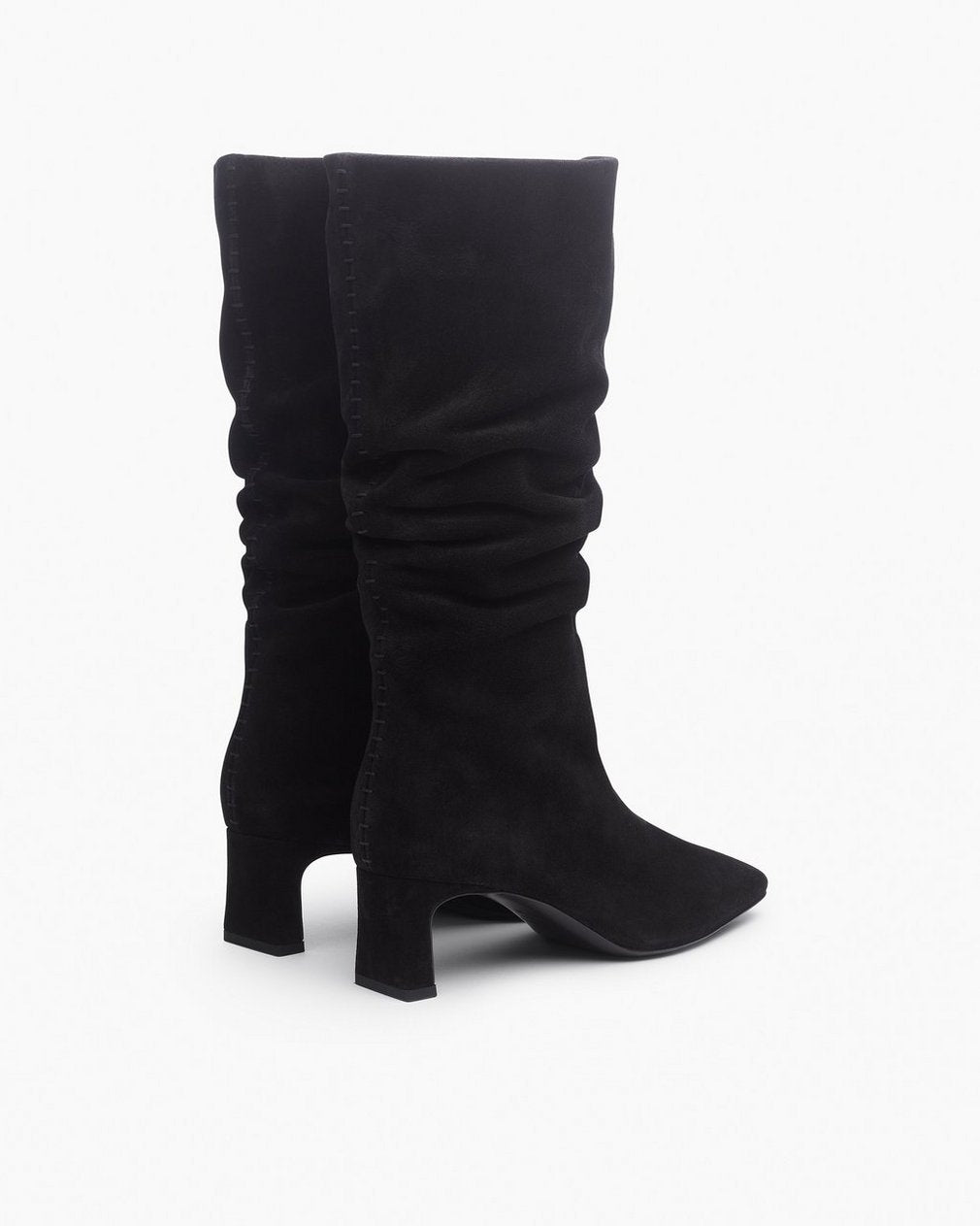 Astor Suede Slouch Boots - Black Suede