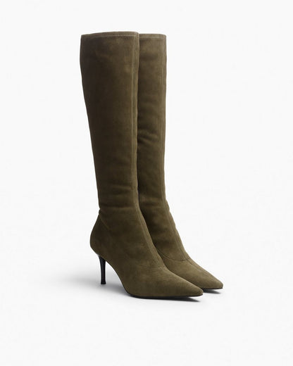 Mercer Suede Knee-High Boots - Olive Night Suede
