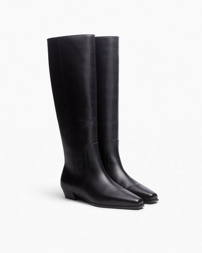 Joni Leather Knee-High Boots - Black