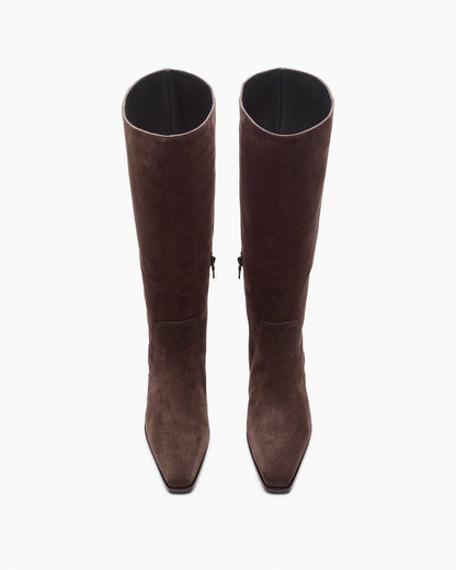 Joni Italian Suede Knee-High Boots - Dark Espresso Suede