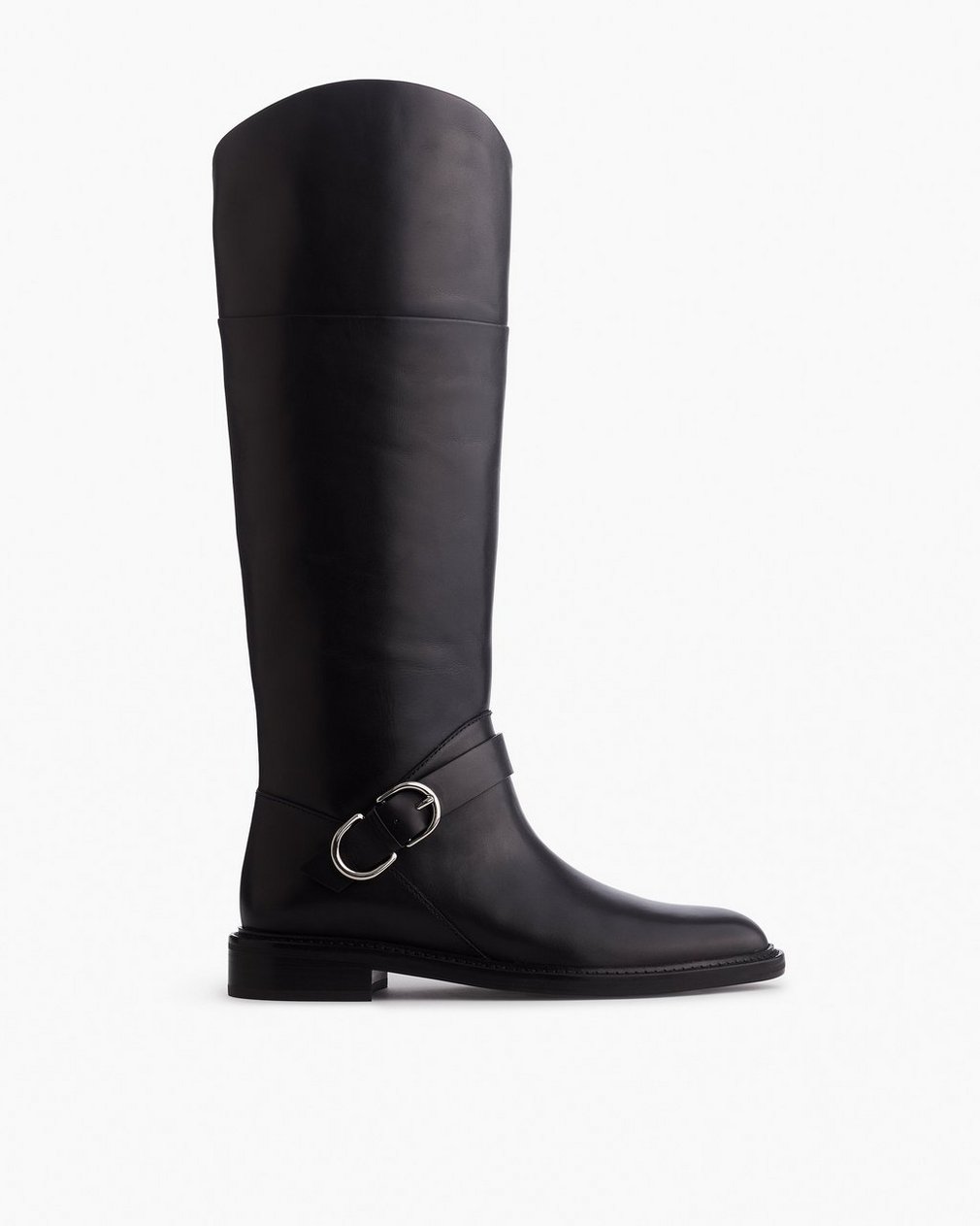 Hayden Leather Riding Boots - Black Wide Calf