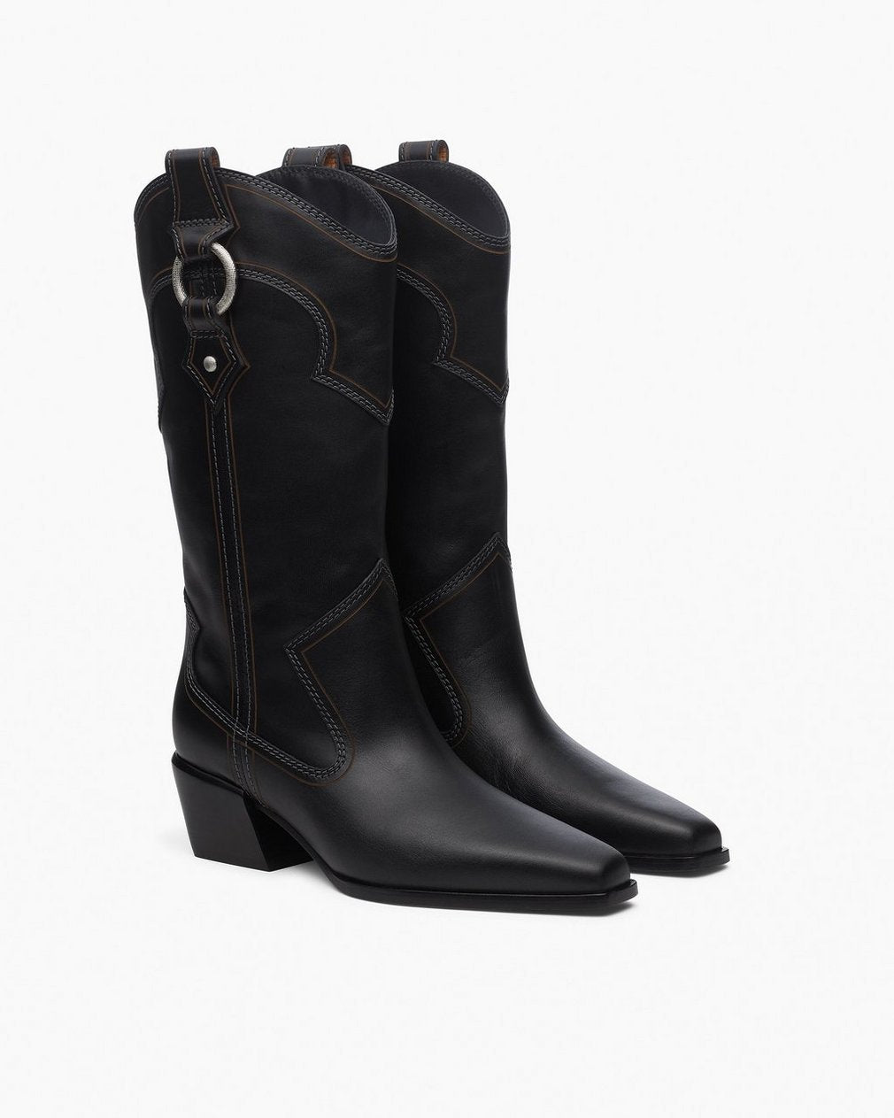 Joni Leather Cowboy Boots - Black