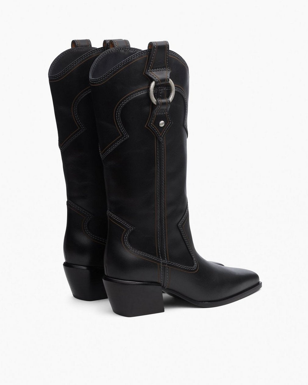 Joni Leather Cowboy Boots - Black