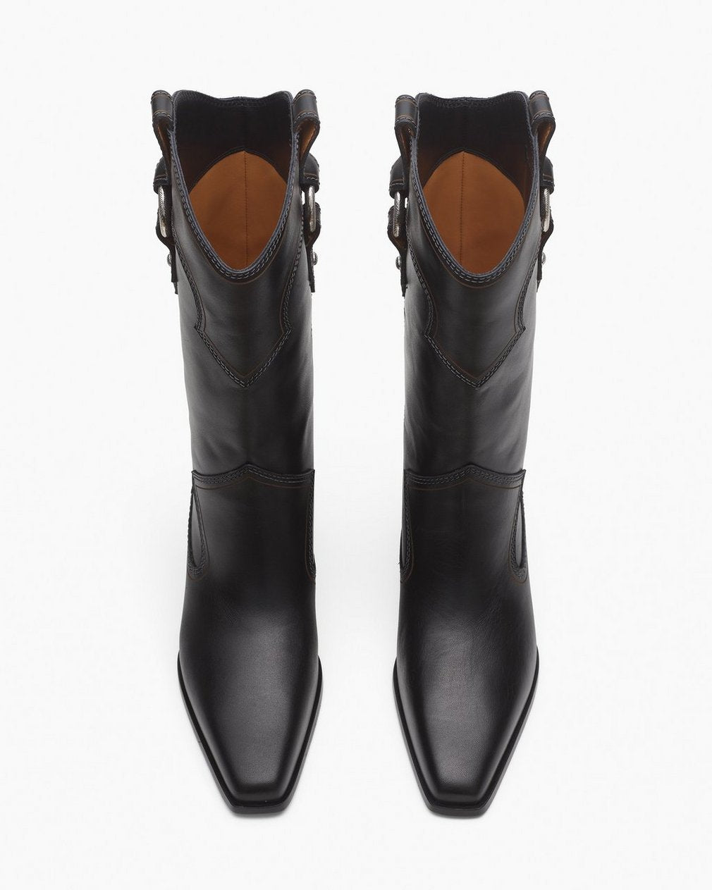 Joni Leather Cowboy Boots - Black