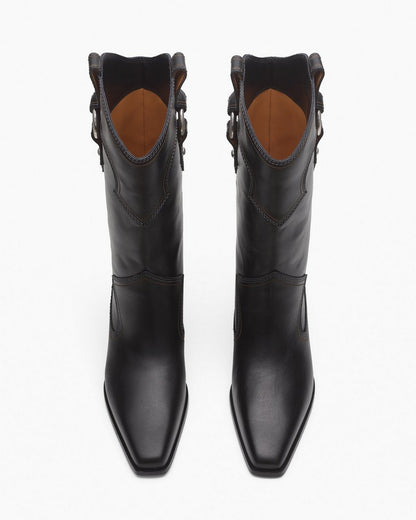 Joni Leather Cowboy Boots - Black