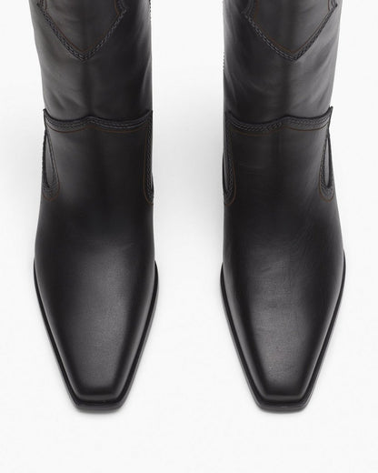 Joni Leather Cowboy Boots - Black