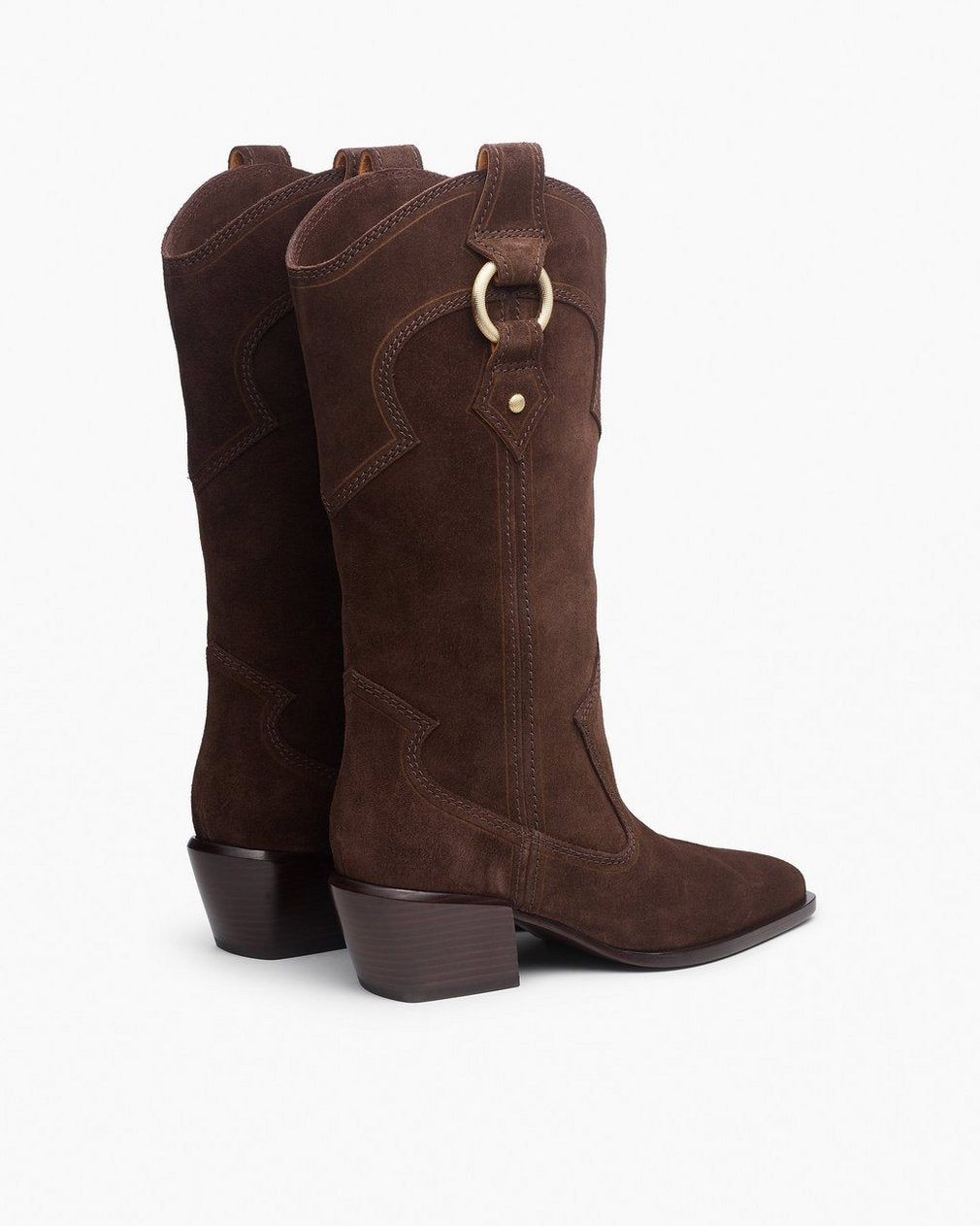 Joni Suede Cowboy Boots - Dark Espresso Suede