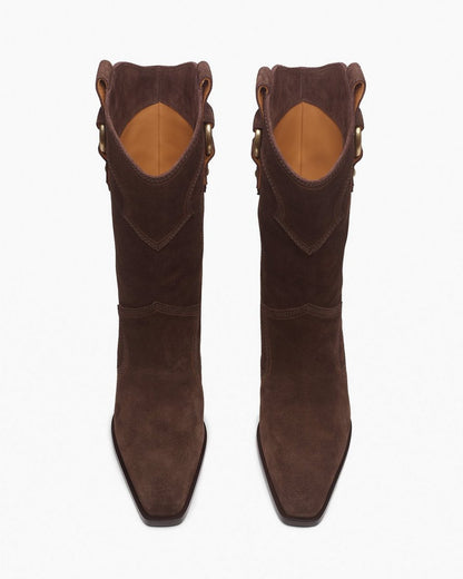 Joni Suede Cowboy Boots - Dark Espresso Suede
