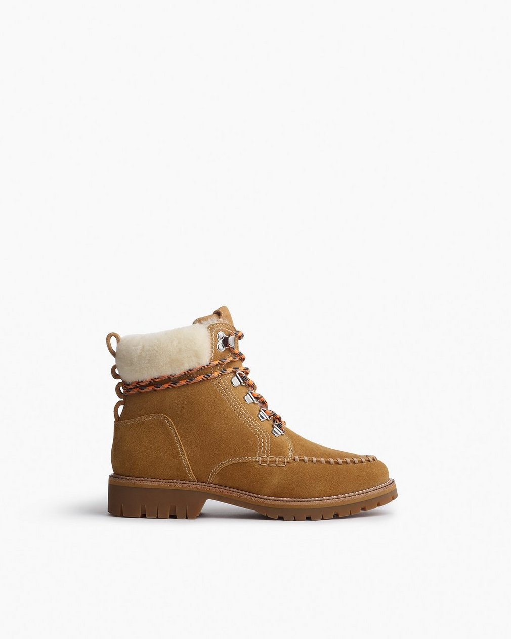 Cameron Suede Shearling Hiking Boots - Caramel Suede Shearling