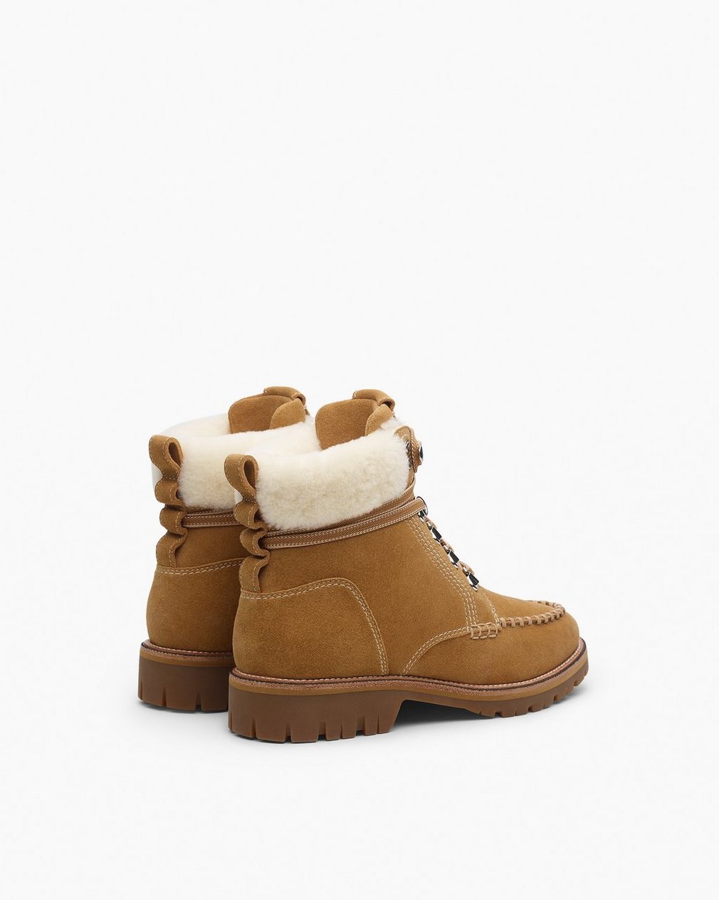 Cameron Suede Shearling Hiking Boots - Caramel Suede Shearling
