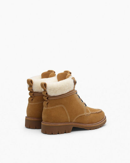 Cameron Suede Shearling Hiking Boots - Caramel Suede Shearling