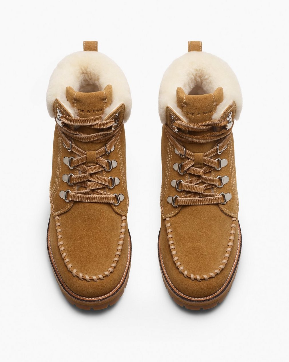 Cameron Suede Shearling Hiking Boots - Caramel Suede Shearling