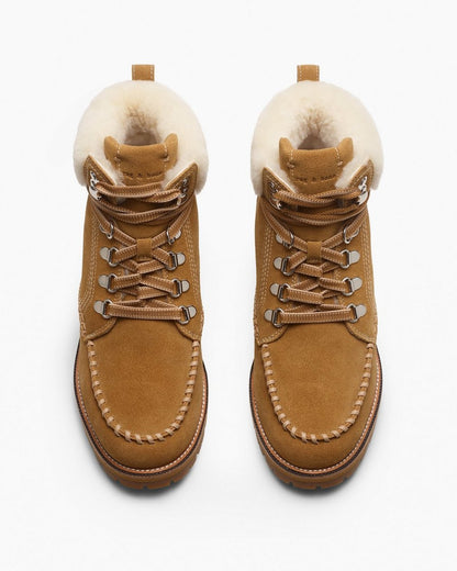 Cameron Suede Shearling Hiking Boots - Caramel Suede Shearling