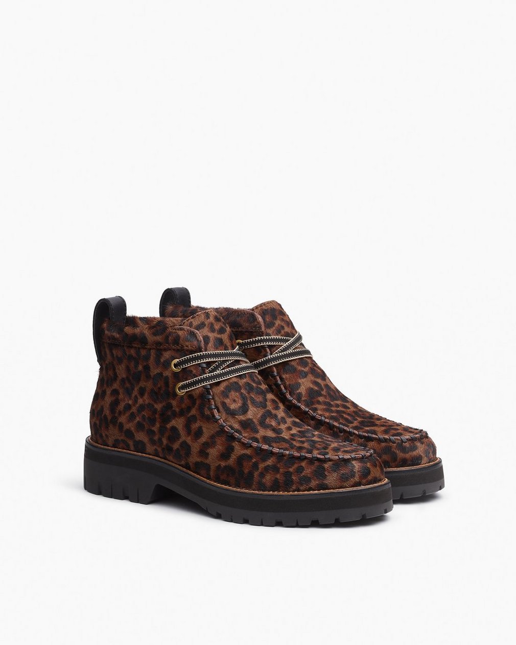 Cameron Leopard Calf Hair Moccasin Boots - Leopard Hair Calf
