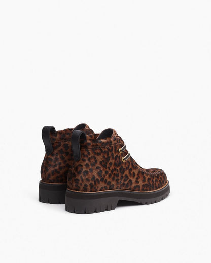 Cameron Leopard Calf Hair Moccasin Boots - Leopard Hair Calf