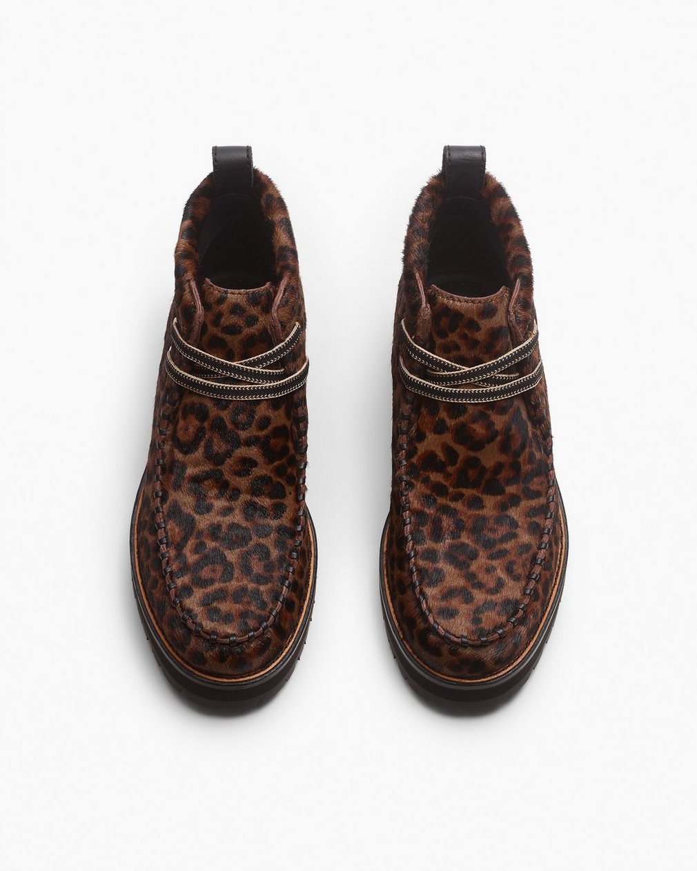 Cameron Leopard Calf Hair Moccasin Boots - Leopard Hair Calf