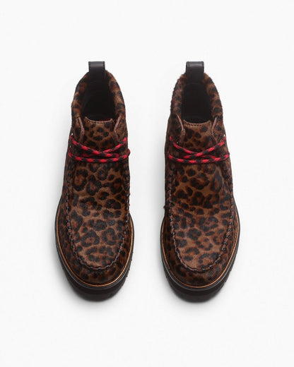 Cameron Leopard Calf Hair Moccasin Boots - Leopard Hair Calf