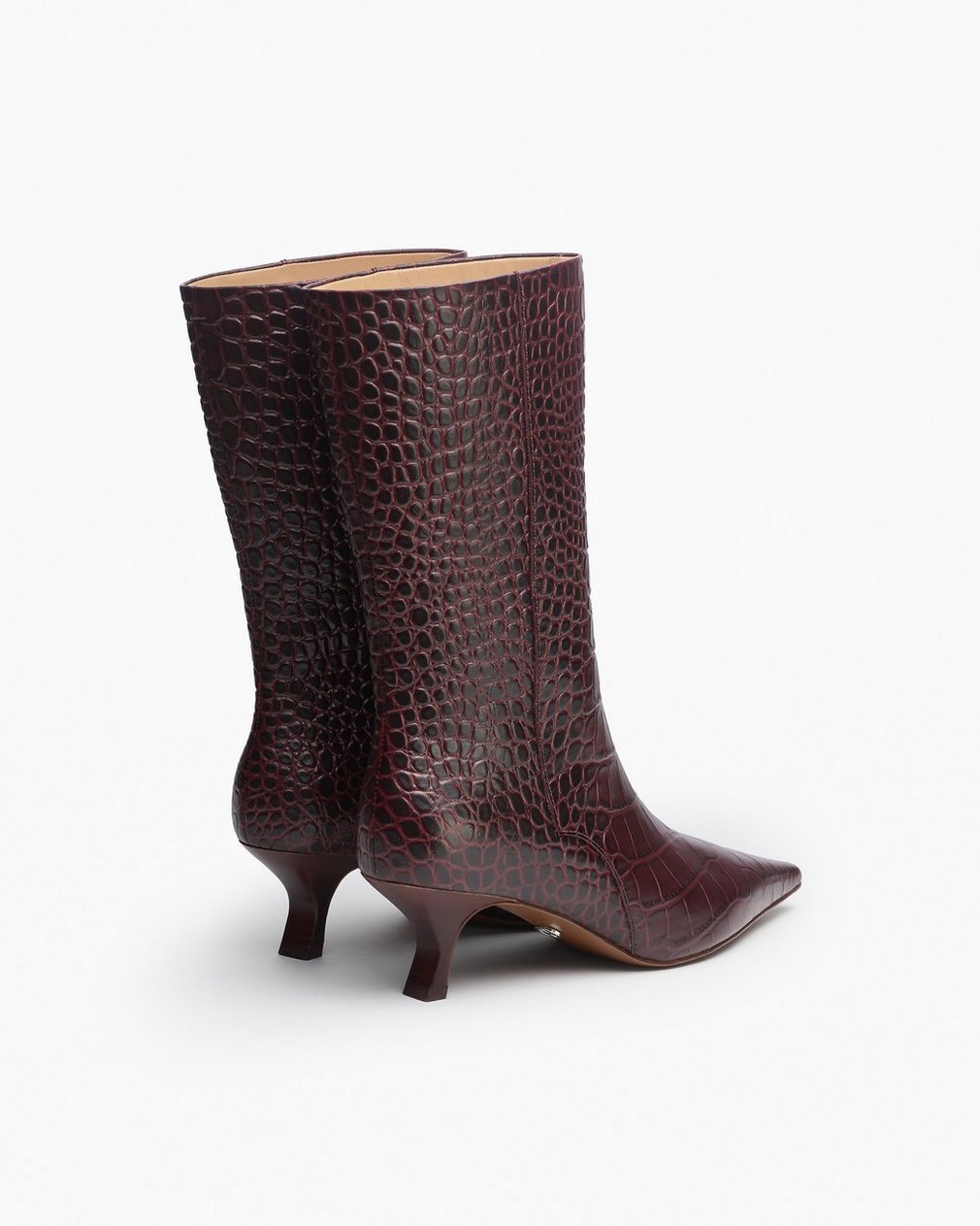 Mott Embossed Leather Boots - Bordeaux Croc