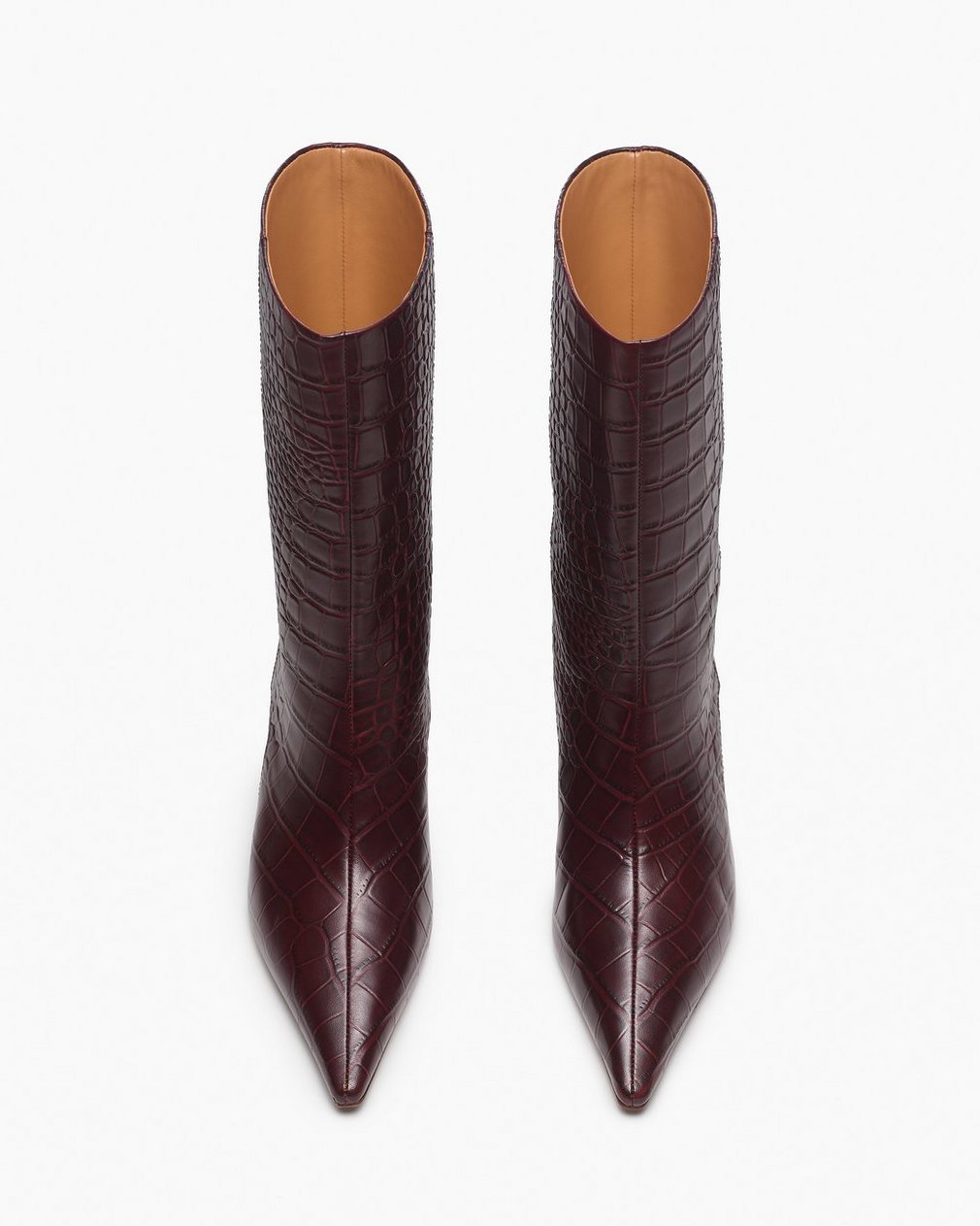 Mott Embossed Leather Boots - Bordeaux Croc