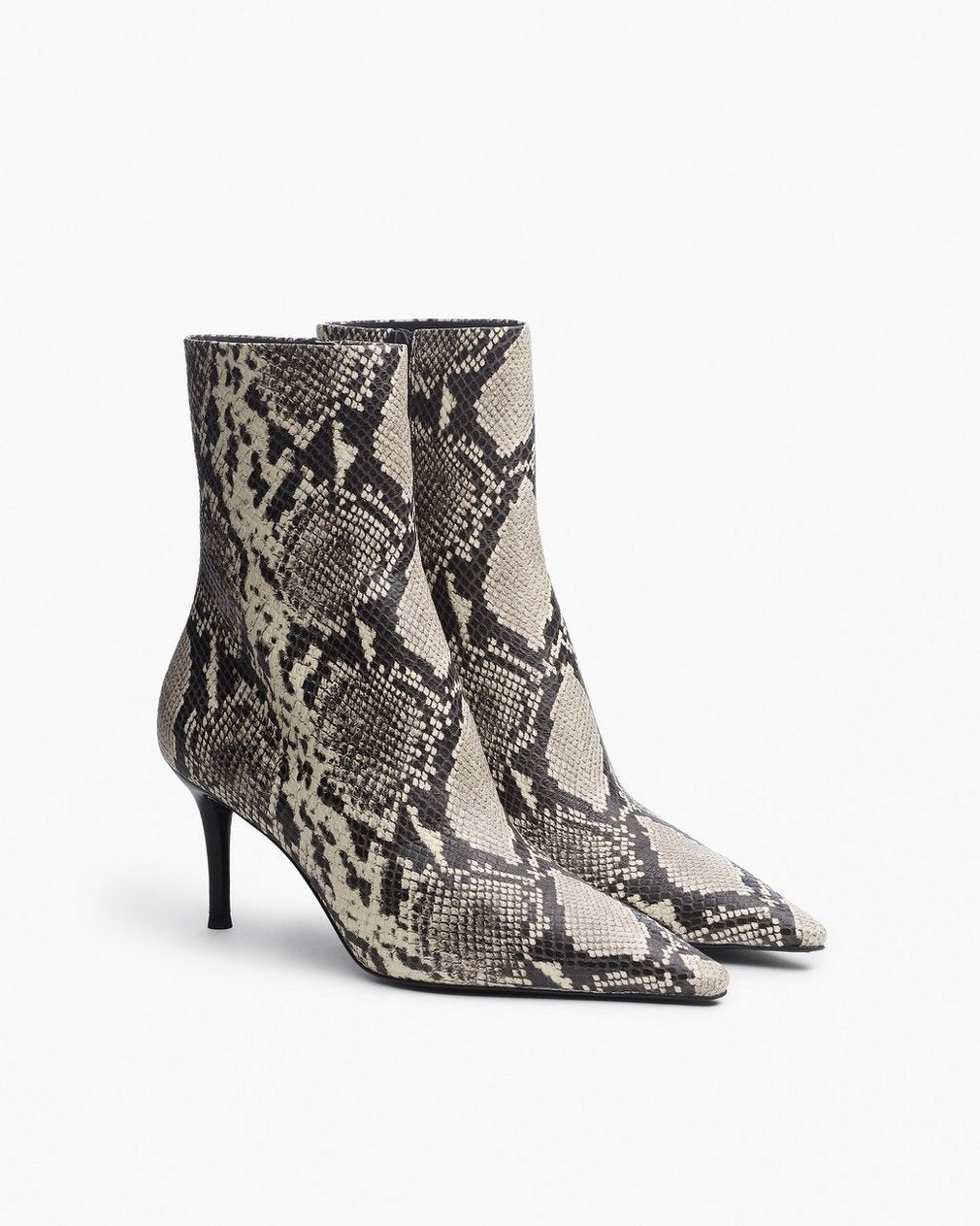 Mercer Embossed Leather Ankle Boots - White Snake