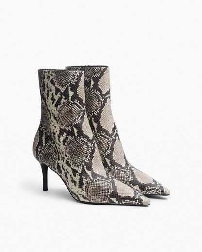 Mercer Embossed Leather Ankle Boots - White Snake