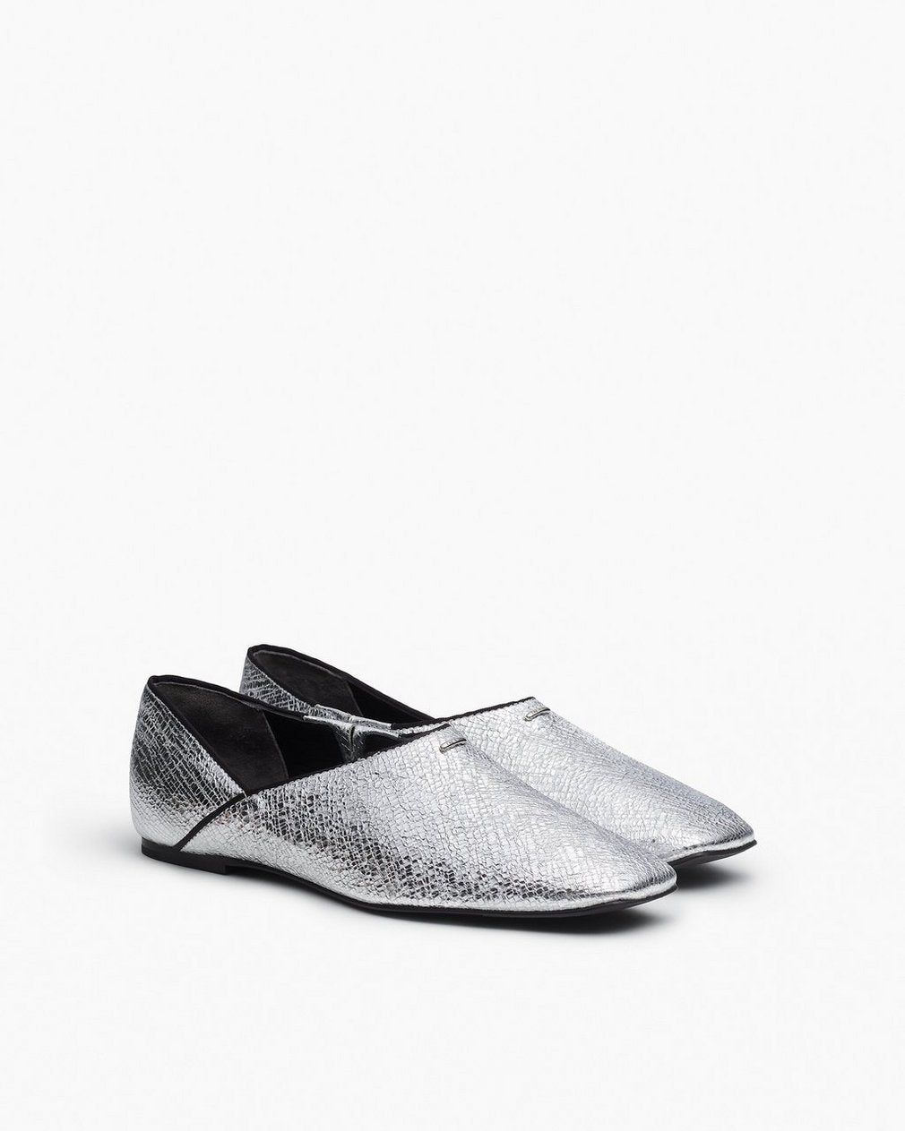Sadie Leather Flats - Silver