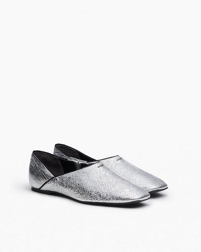 Sadie Leather Flats - Silver