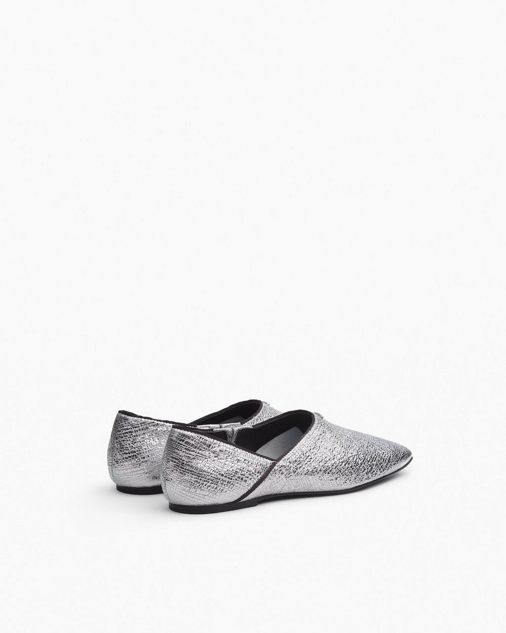 Sadie Leather Flats - Silver