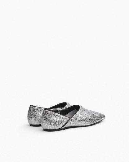 Sadie Leather Flats - Silver